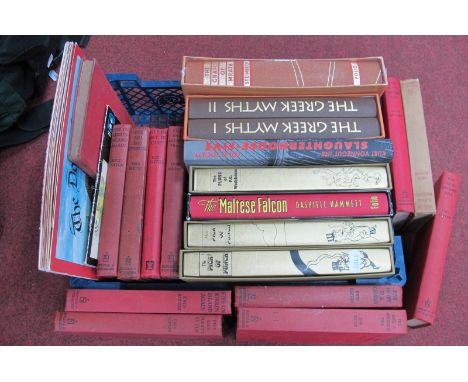 Seven Folio Society Editions, including The Grapes of Wrath (John Stenbeck), The Maltese Falcon (Dashiell Hammett), eleven En