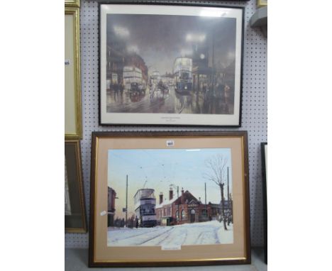 Peter Owen Jones, "Walkley Winter" colour print, 40 x 52.5cm, another "Sheffield Reflections" (2).