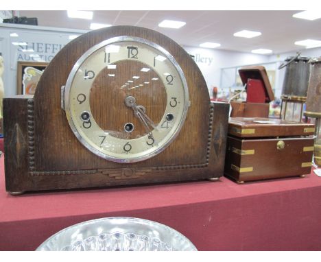 Rapport Ships Style Clock, oak Westminster chimes mantle clock. (2).
