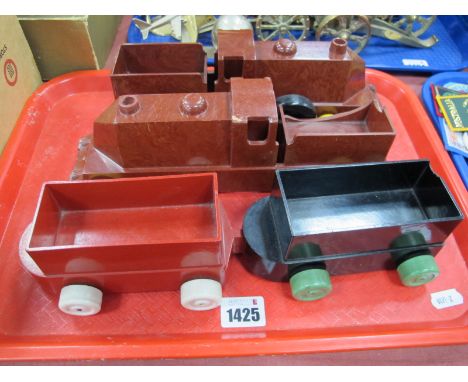 Chad Valley Toy, Bakelite trains and carriages:- One Tray.