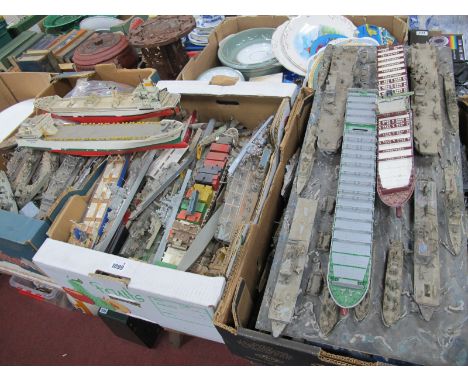 Plastic Model Battleships, freight ships containers etc:- Three Boxes.