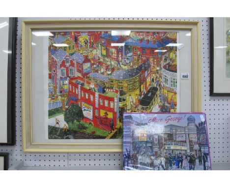 Joe Scarborough, 'Hillsborough Busy Scene', colour print 41 x 49cm. George Cunningham book 'More George'