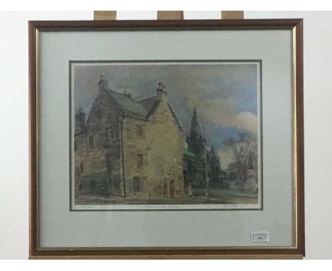 A SIGNED PRINT OF 'PROVANS LORDSHIP' BY ANTHONY ARMSTRONG,131/500, framed and under glass, 53cm x 60cm, along with a signed p