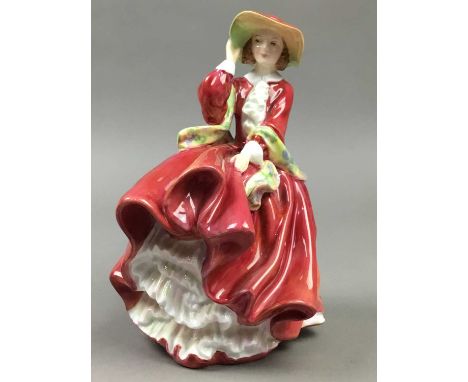 ROYAL DOULTON FIGURE OF 'TOP OF THE HILL', HN 1824, along with another of 'Peggy', HN 2038 and a Royal Worcester figure of Gr