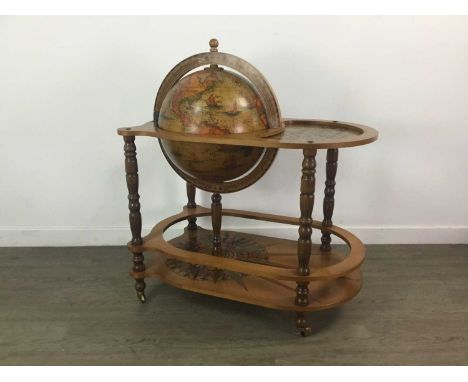 RETRO TERRESTRIAL GLOBE/DRINKS TROLLEY,94cm high