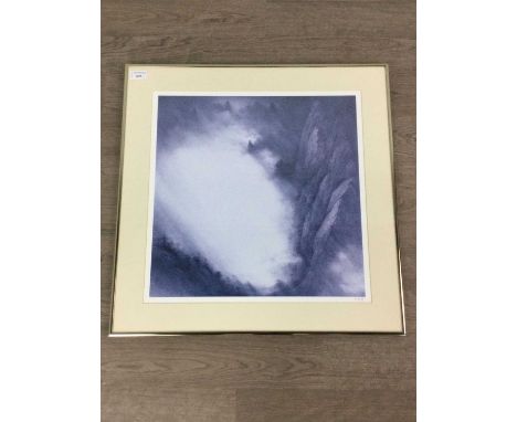 SIGNED PRINT BY WUCIUS WONG (CHINESE, BORN 1936),'Mountain Thoughts #7', three character signature in blue biro lower right, 