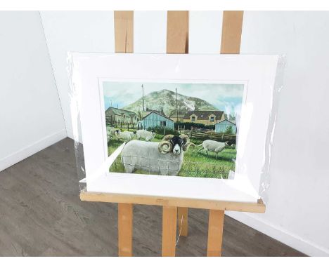 BRIAN CAMPBELL,SHEEP IN TOLSTACHAOLAIS, ISLE OF LEWIS,limited edition giclee print on paper, signed, titled and numbered 4/10