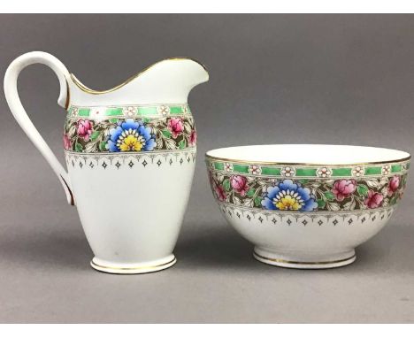 ROYAL WORCESTER 'MARTLEY' PATTERN PART TEA SERVICE,along with a Coalport blue and white part tea service, silver topped glass