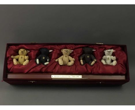 LIMITED EDITION SET OF FIVE ‘A CENTURY OF STEIFF’ BEARS,in commemorative box, complete with certificate and collectors stand