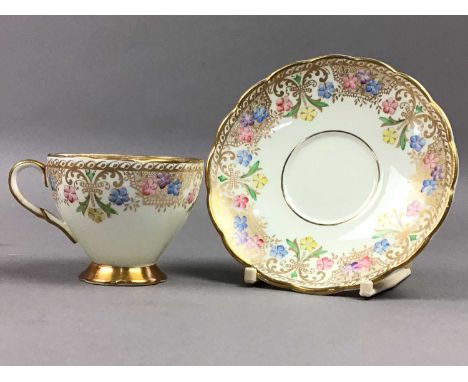 FOLEY CHINA COFFEE SERVICE, with floral and gilt decoration, along with a Carlton Ware chinoiserie plate, Paragon and Clarice