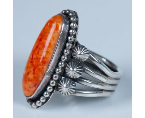 Beautiful hand crafted Southwest Native American ring. Artist and sterling marks are on the bottom. Size 6.5. 8g. Artist: Jea