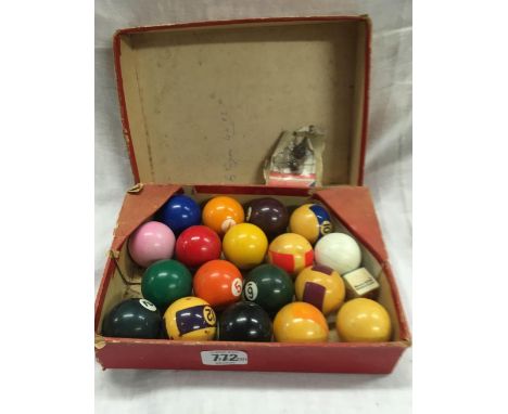 SMALL SIZED SET OF VINTAGE POOL/BILLIARD SNOOKER BALLS
