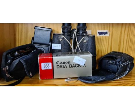 PAIR OF 7 X 50 SKY MASTER BINOCULARS, A CANNON LIGHT METER, CANNON DATA BACK A, CANNON 105 CAMERA &amp; HALINA 35 AF CAMERA
