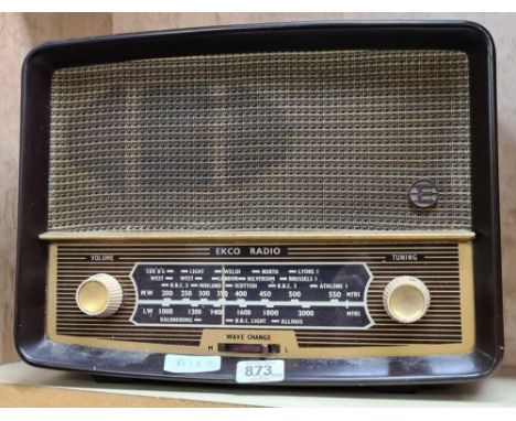 VINTAGE EKCO RADIO IN BROWN BAKELITE CASE