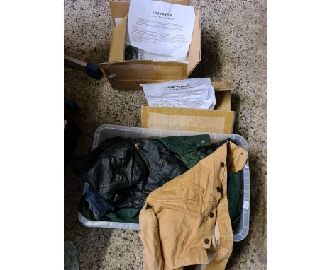 2 BOXES OF SIDE PANELS FOR AN 8 X 8 POP UP CANOPY &amp; A CARTON OF VINTAGE WRANGLER LADIES JACKETS INCL; LEVIS MADE IN USA J
