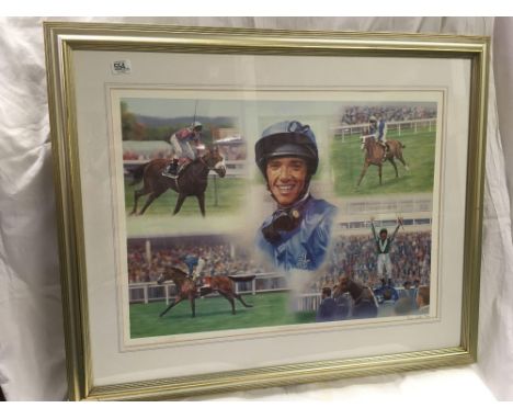 COLOURED LIMITED EDITION HORSE RACING PRINT BY STEVEN SMITH, SIGNED &amp; NUMBERED 135, ENTITLED ''FRANKIE'S FAVOURITES'' FEA