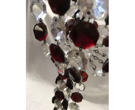 RED &amp; CLEAR GLASS CHANDELIER A/F