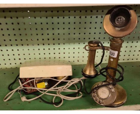 VINTAGE STICK BRASS TELEPHONE A/F