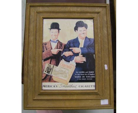 Reproduction Old Gold cigarrette Laurel and Hardy themed framed print 
