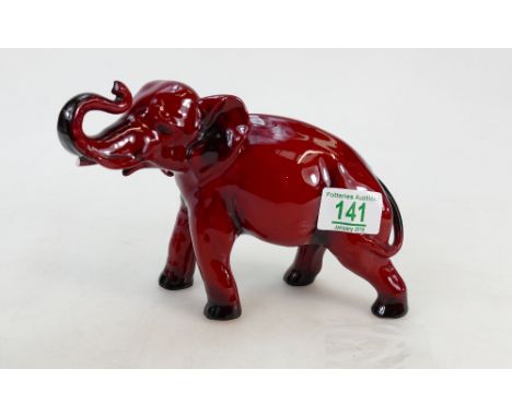 Royal Doulton Flambe Elephant,( tip of trunk detached but present) 
