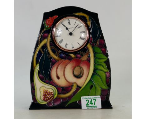 Moorcroft Queens Choice patterned mantle clock, height 21cm 