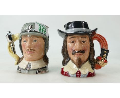 Royal Doulton Small Character Jug Oliver Cromwell D6986, King Charles the First D6985 limited edition, boxed with cert (2) 