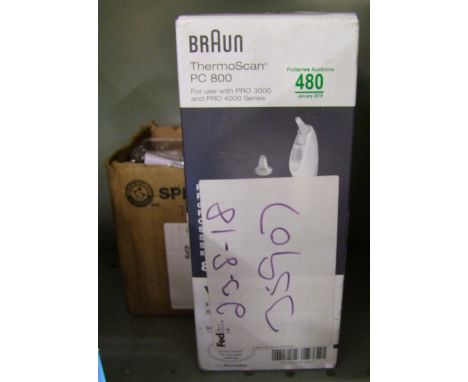 Braun Thermo Scan PC800 thermometer with selection of SpinBrush electric Tooth Brush Heads 