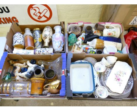 A collection of mixed ceramic items including dinnerware, advertising jugs, vases etc (4 trays) 