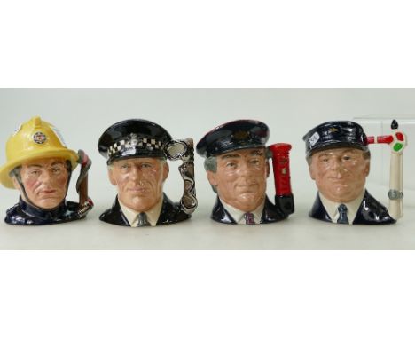 Royal Doulton Small Character Jugs from the Journey Through Britain series Engine Driver D6823, Policeman D6852, Fireman D683