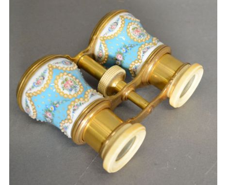 A Pair of 19th Century French Enamel Opera Glasses