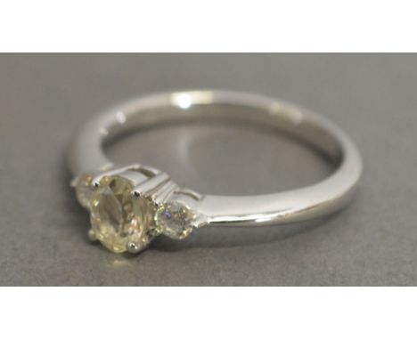 An 18ct White Gold Diamond and Aquamarine Set Ring