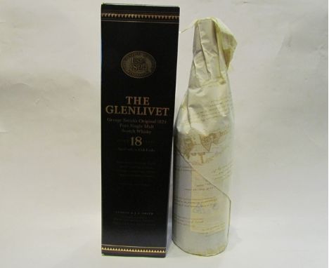The Glenlivet 18 year old single malt scotch whisky 1990's bottling, boxed, 70cl