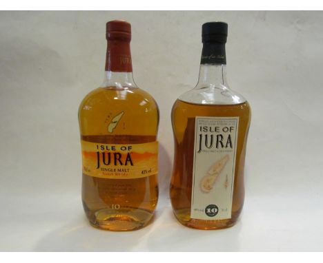 Isle of Jura 10 years old single malt scotch whisky, 70cl in tin and Isle of Jura 10 years old, 70cl in box