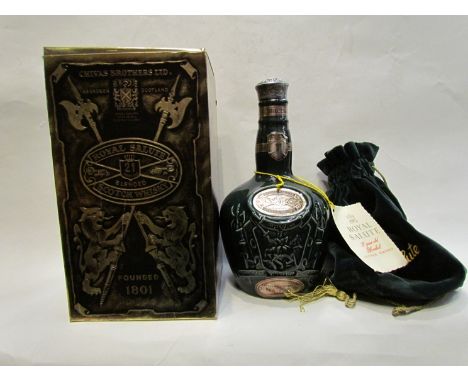 Royal Salute blended scotch whisky 21 years old, by Chivas Bros. in emerald Spode decanter, opera bag and box, 75.7cl