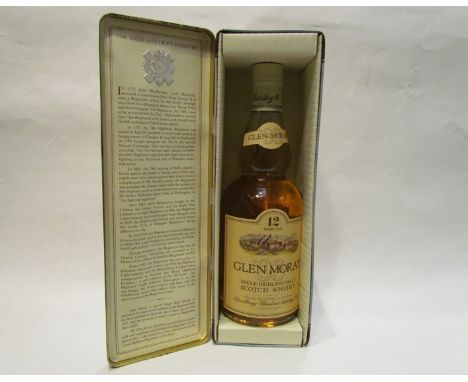 Glen Moray 12 years old single Highland malt scotch whisky "Highland Regiments" bottling with tin