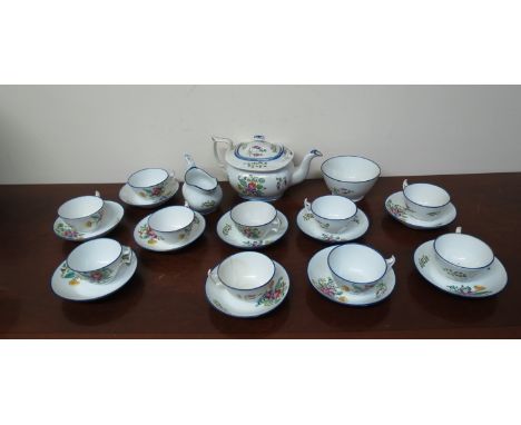 A late 18th/ early 19th Century New Hall tea service with hand painted floral detail 