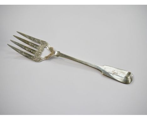 A Reid & Sons Newcastle Victorian silver serving fork, 1861, monogrammed handle, 100g