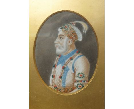 A 19th Century portrait miniature on ivory of Shah Bush- Audur of the Persian Monarchy, framed 8cm tall