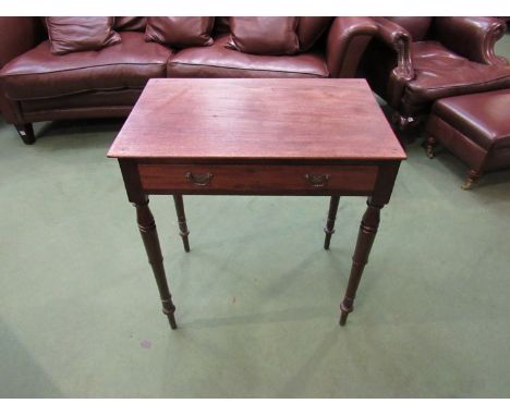 A Victorian and later mahogany single drawer side table with horizontal escutcheon