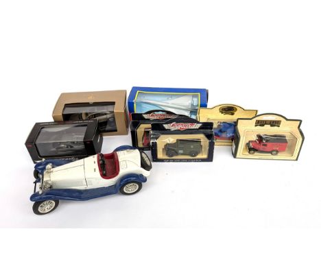 A quantity of model vehicles to include; boxed Maybach 62, Burago Alfra Romeo Spider, Corgi Die-cast Concorde (boxed) Days Go