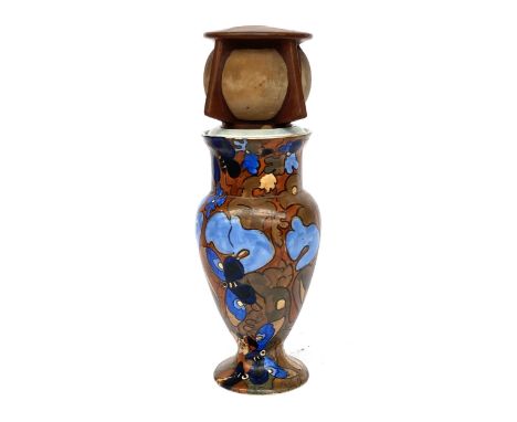 A Bursley Ware incense burner by Frederick Rhead c.1923, 'Amstel' pattern, 31.5cmH
