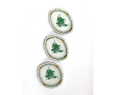 Three Herend Hungary hand painted pin dishes, pattern number 7736, each 11cmL
