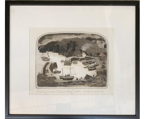 Graham Clarke (b.1941), 'Fishing Cove', engraving, artists proof, signed in pencil and dated Nov 76, 16x20ccm