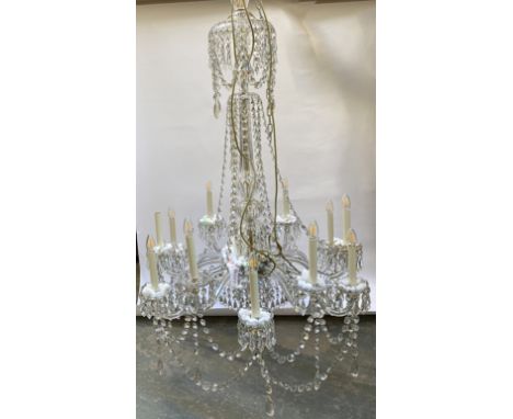 A magnificent twelve fitting glass drop chandelier, in 19th century style, approx 160cmH overall, 98cmW
