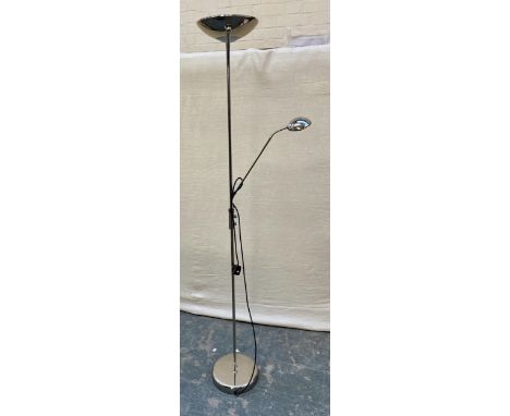 A chromed standard lamp, with reading light, 181cmH