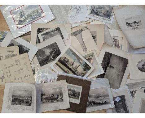 A large quantity of sketches, caricatures, engravings, etchings, etc, 18th century onwards, architectural studies, National G