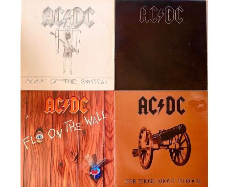 VINYL LPS, AC/DC. 'Fly on the Wall', 781 263-1; 'For Those About to Rock', K 50851; 'Back in Black', K 50735; 'Flick of the S