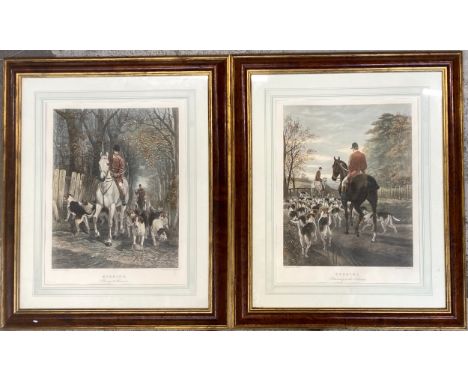 Two hunting prints entitled morning and evening after Edward A.S. Douglas (1848-1918), each 58x44cm