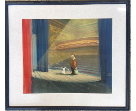 A 20th century pastel on paper, signed John Mead, titled 'Stage Struck', 37x44cmProvenance: from the estate of Bill Kenwright
