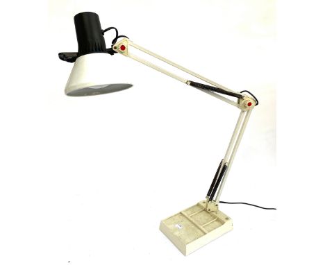 A white angle-poise desk lamp, approx. 95cmH